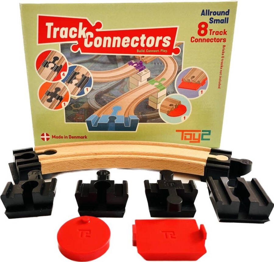 Vedes Toy2 Allround Small Track Connectors Treinbaanonderdelen Houten Treinbaan geschikt voor LEGO DUPLO© HUBELINO BioBuddi Hape BRIO© IKEA