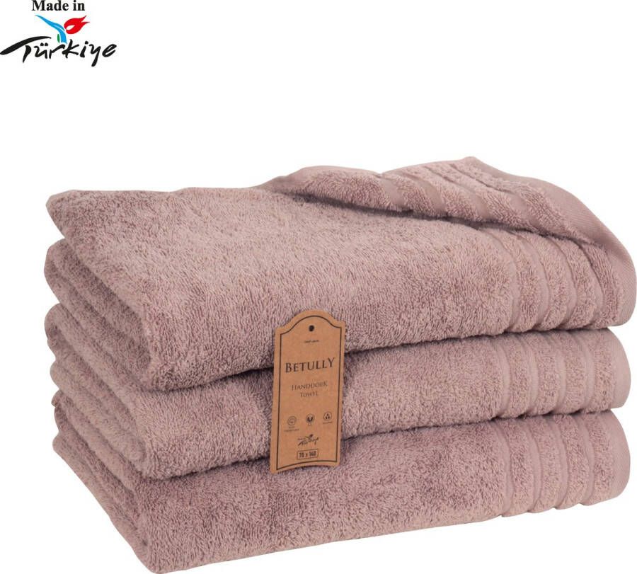 Veehaus Wadelan XL Handdoeken Beige 70x140 Set van 3 Badhanddoeken hotelkwaliteit 100% katoen -Zware kwaliteit 500 g m2 Beige
