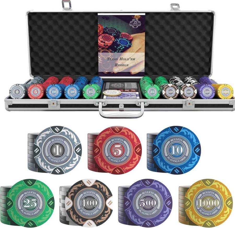 Veelkleurig Lexium Pokerset Pokersets Poker set Pokerkoffer Pokerchips Poker koffer Poker fiches