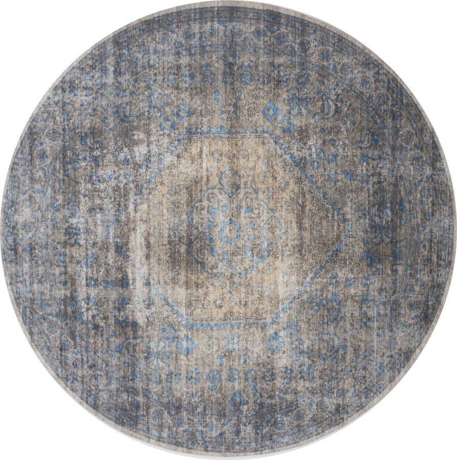 Veer Carpets Vloerkleed Madel Rond Groen Blauw ø160 cm