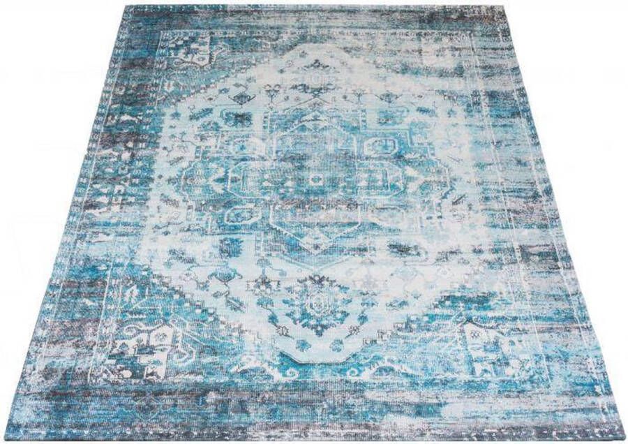 Veercarpets Vloerkleed Nora Turquoise 200x290 cm Recht Blauw Perzisch Vintage