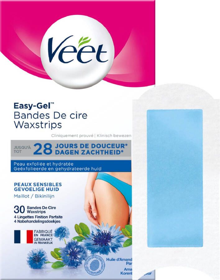 Veet Easy-Gelwax Ontharingsstrips Bikinilijn Gevoelige Huid 30 stuks