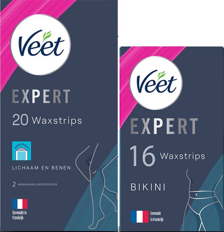 Veet Expert Gevoelige huid Ontharingsstrips Bikini 16st Ontharingsstrips Benen (Sensitive) 20st