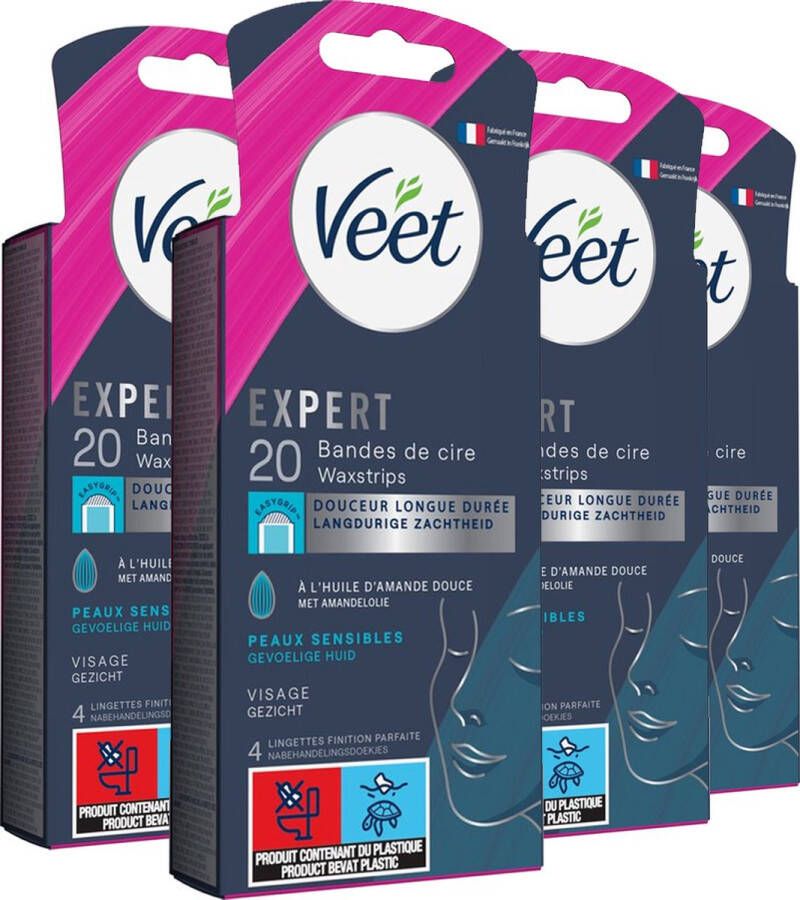 Veet Expert Ontharingsstrips Gezicht Gevoelige huid 20 stuks 4 stuks Voordeelverpakking