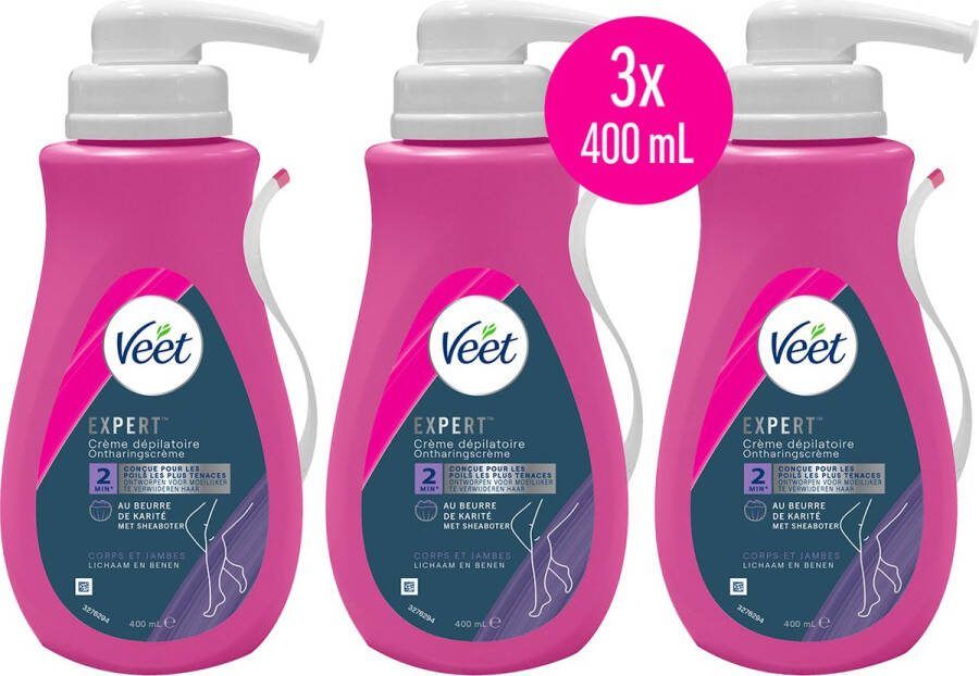 Veet Expert Ontharingscrème Gevoelige Huid 400ml voordeelverpakking 3 stuks