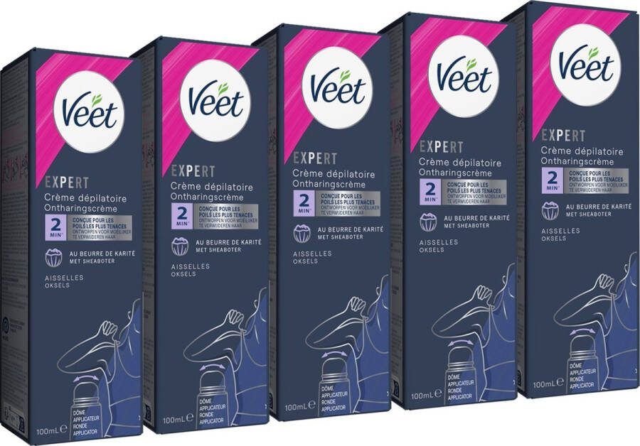 Veet Expert Ontharingscreme met applicator Oksels Alle huidtypes 100ml 5 stuks Voordeelverpakking