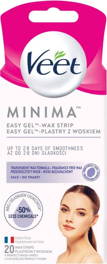 Veet Hypoallergenic Wax Strips For Face Minima 20 Pcs