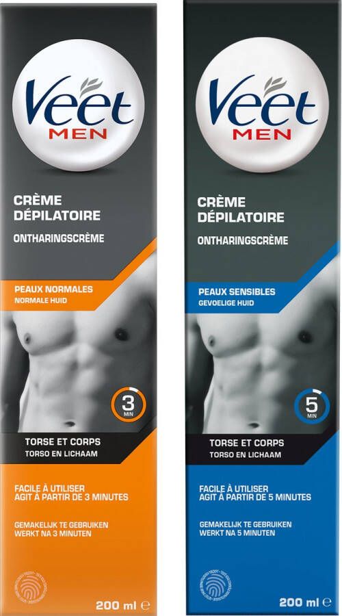 Veet Men 400ml Ontharingscreme Normaal 1x200ml Gevoelig 1x200ml Voordeelverpakking