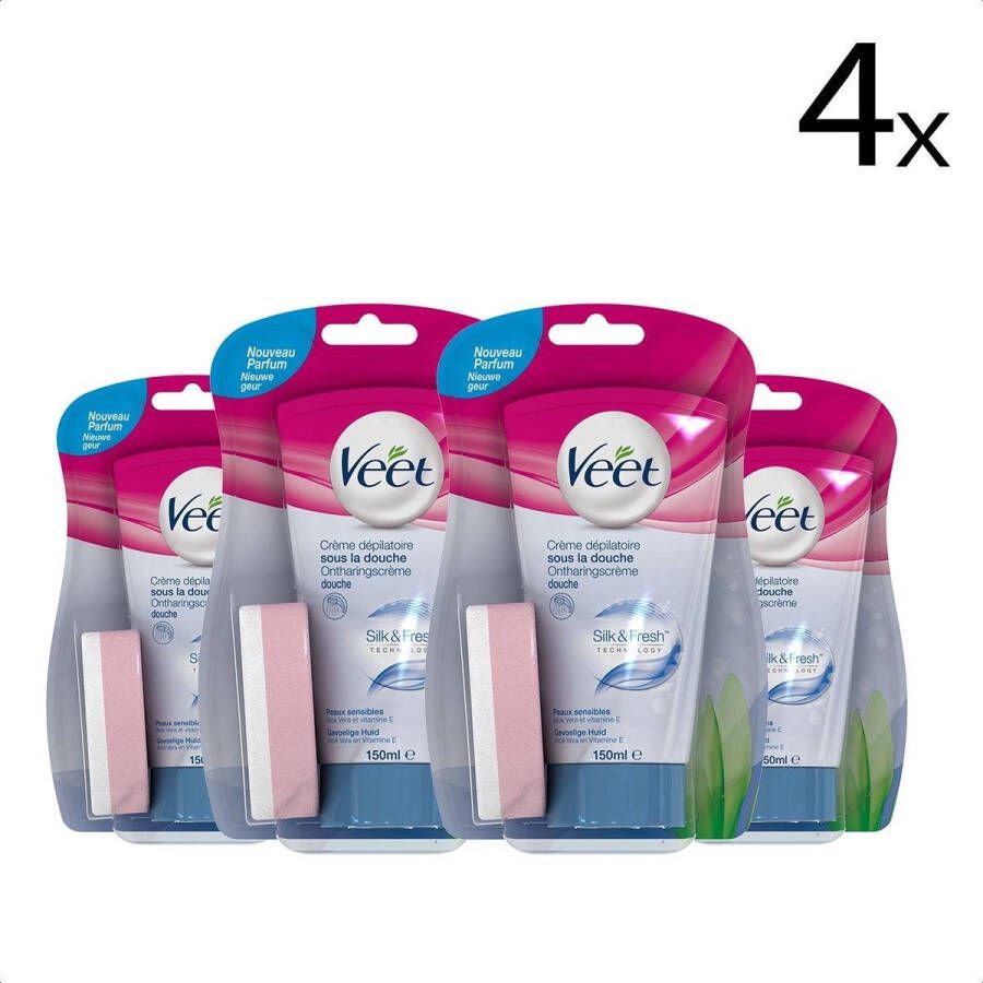 Veet Ontharingscrème Gevoelige Huid In-Shower 150ml x4