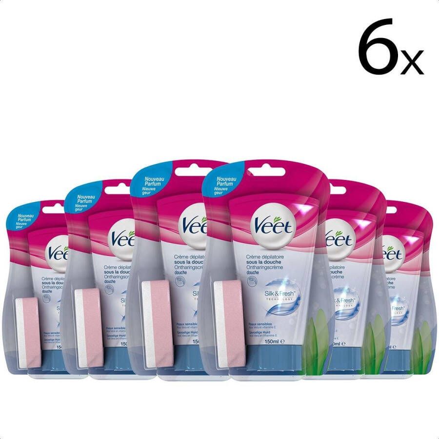 Veet Ontharingscrème Gevoelige Huid In-Shower 150ml x6