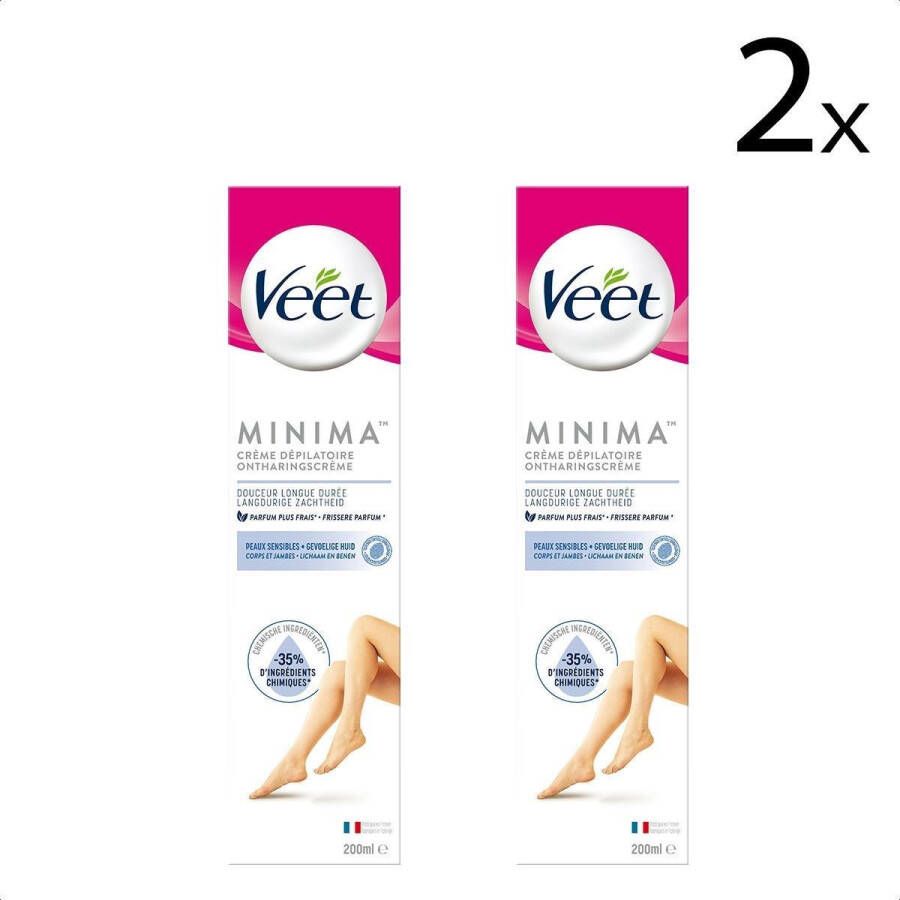 Veet Ontharingscreme Gevoelige Huid Minima 200ml x2 Voordeelverpakking