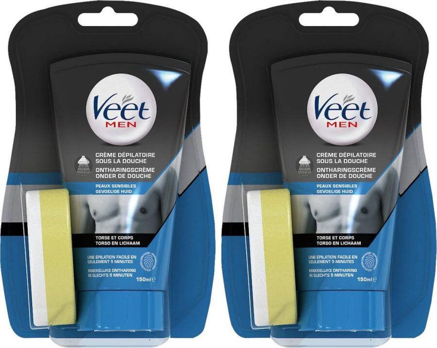 Veet Ontharingscreme Man Gevoelige Huid In Shower – 150ml x2