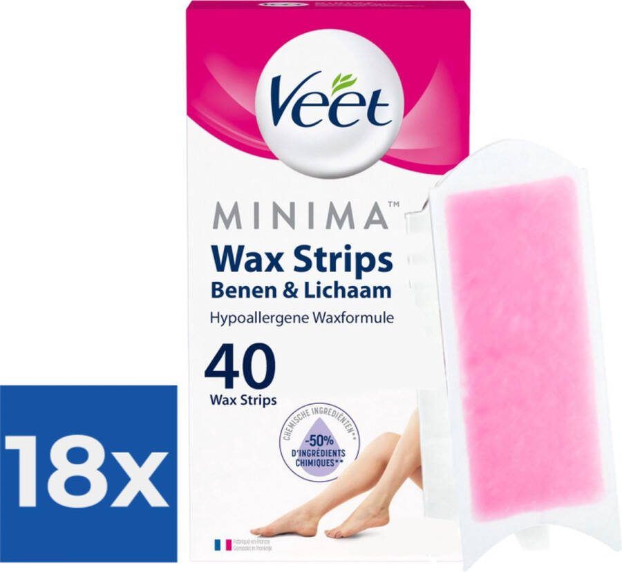 Veet Ontharingsstrips Benen & Lichaam Hypoallergene Minima 40 stuks Voordeelverpakking 18 stuks