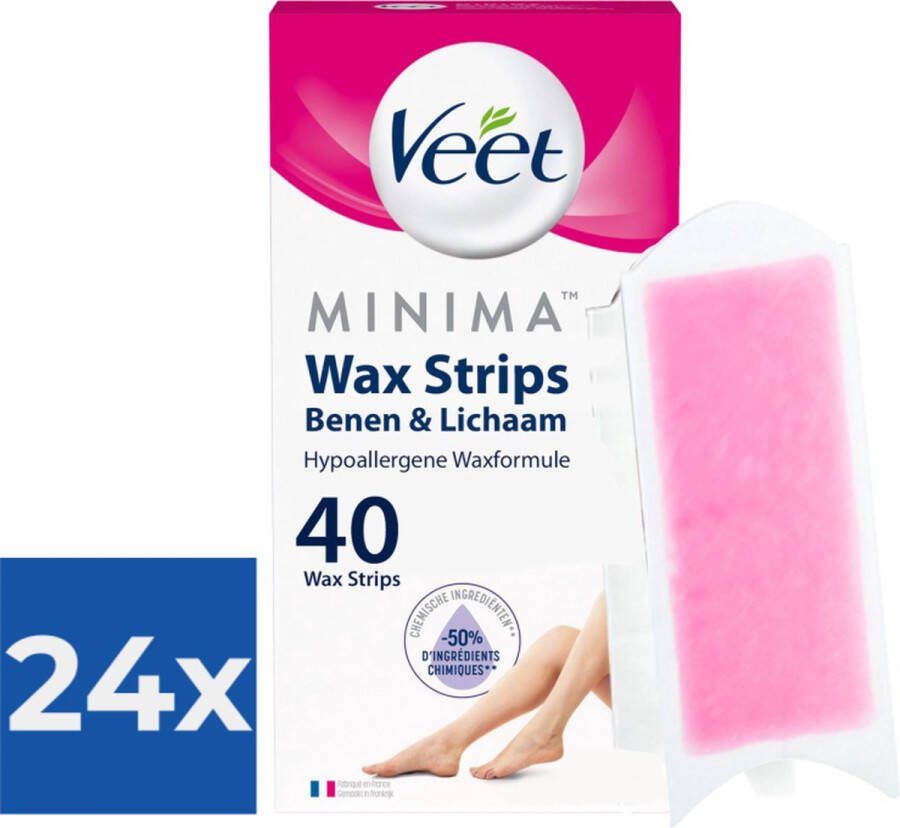 Veet Ontharingsstrips Benen & Lichaam Hypoallergene Minima 40 stuks Voordeelverpakking 24 stuks