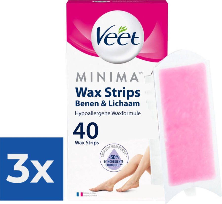Veet Ontharingsstrips Benen & Lichaam Hypoallergene Minima 40 stuks Voordeelverpakking 3 stuks