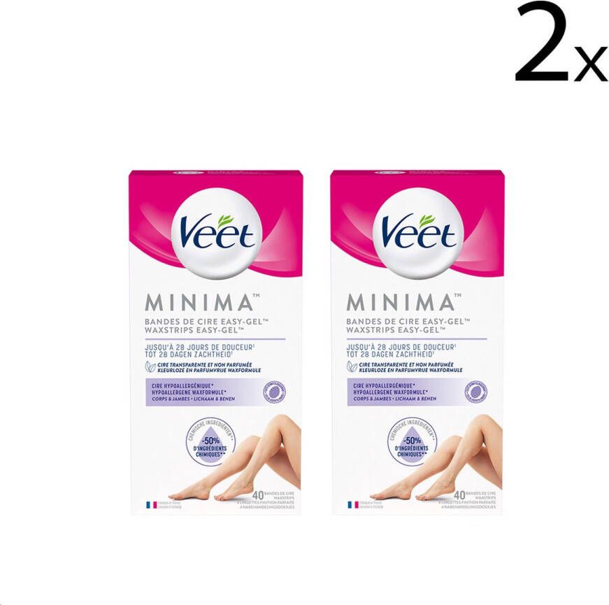 Veet Ontharingsstrips Benen & Lichaam Hypoallergene Minima 40 stuks x2