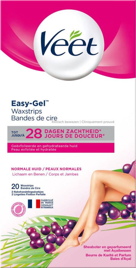 Veet Ontharingsstrips Benen & Lichaam Normale Huid Easy-Gelwax 20 stuks