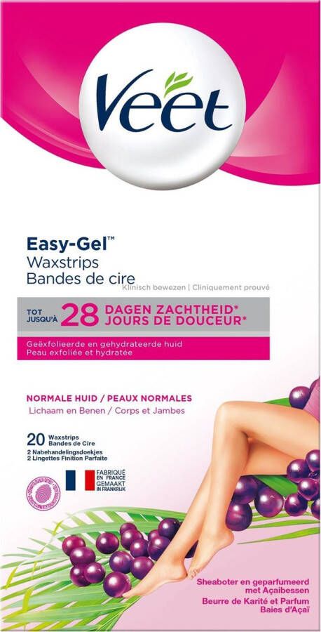 Veet Ontharingsstrips Benen & Lichaam Normale Huid Easy-Gelwax 20 stuks x6