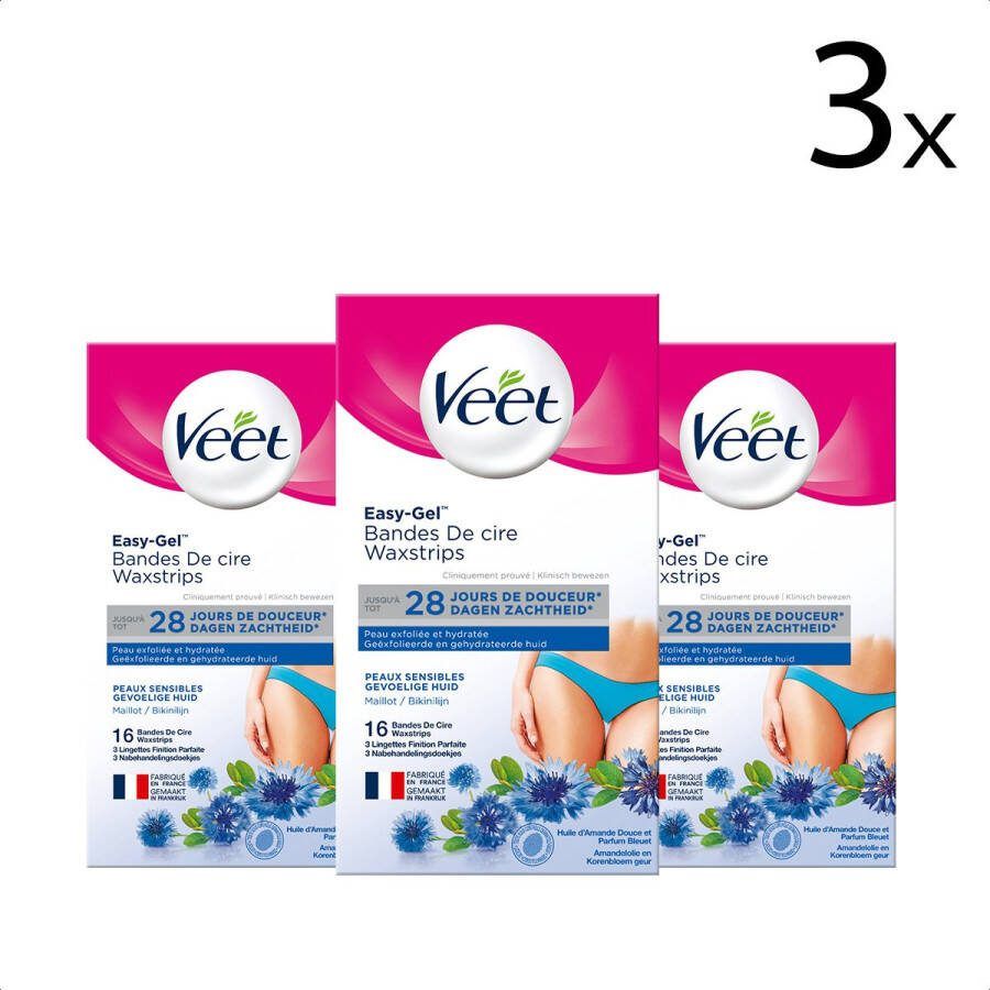 Veet Ontharingsstrips Bikinilijn Sensitive 16 stuks x3