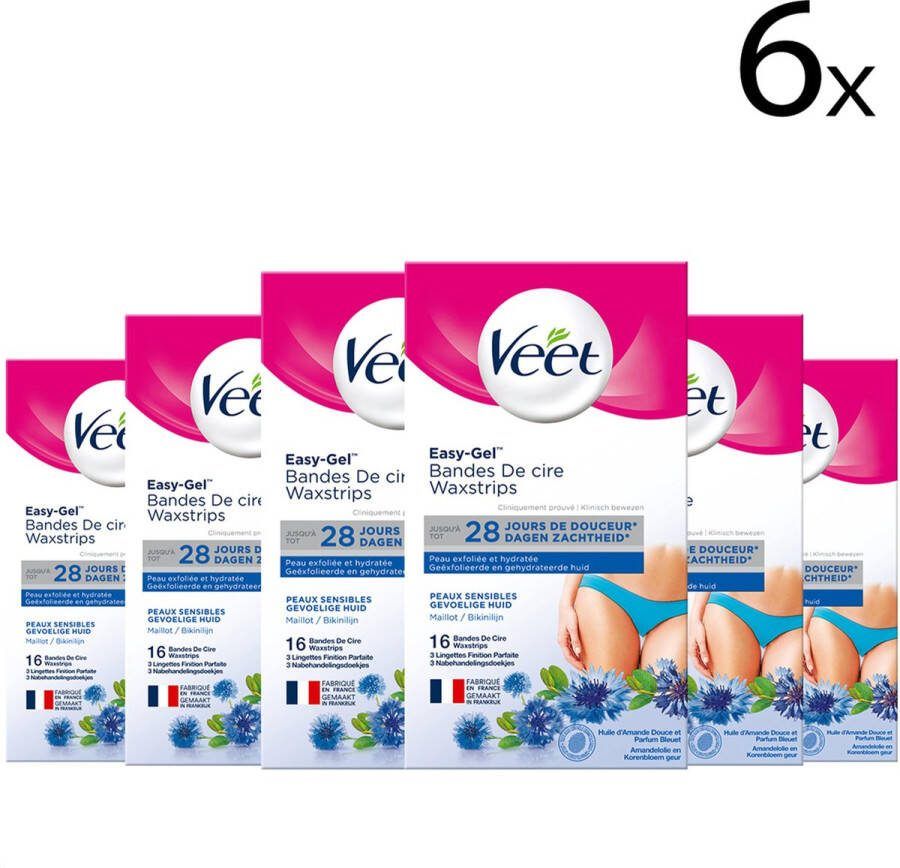 Veet Ontharingsstrips Bikinilijn Sensitive 16 stuks x6
