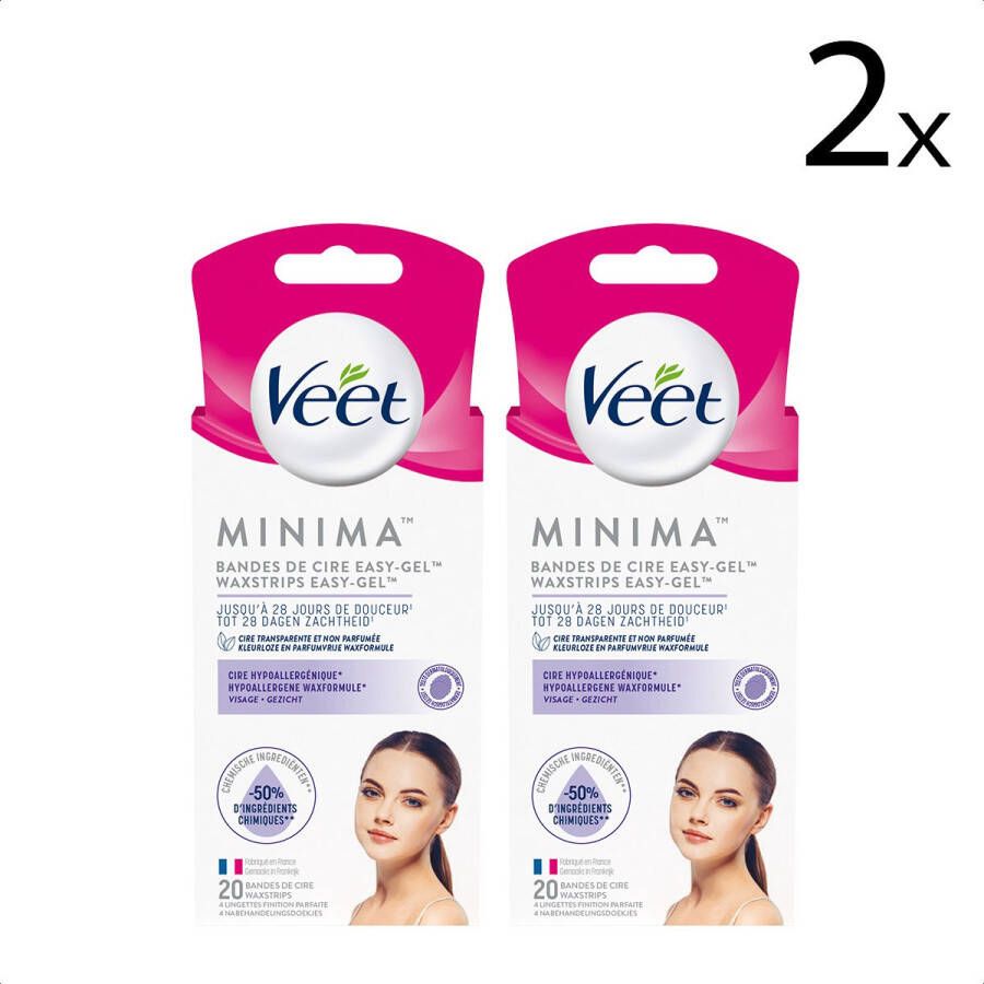 Veet Ontharingsstrips Gezicht Hypoallergene Minima 20 stuks x2 Voordeelverpakking