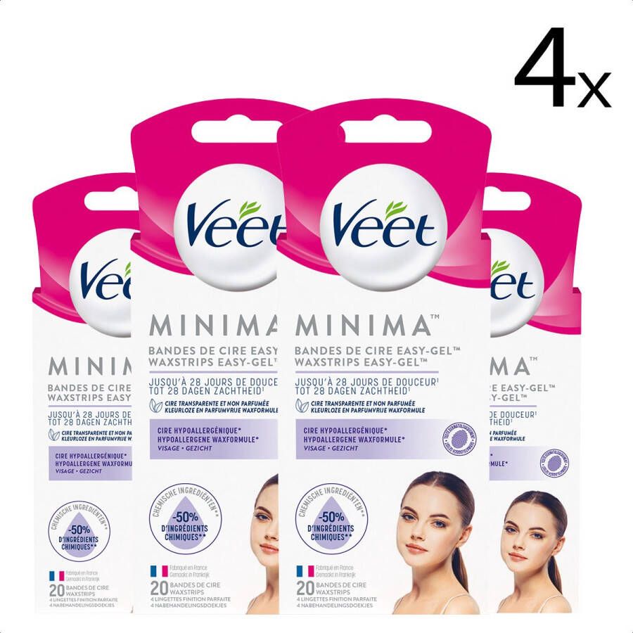 Veet Ontharingsstrips Gezicht Hypoallergene Minima 20 stuks x4