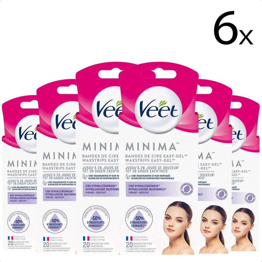 Veet Ontharingsstrips Gezicht Hypoallergene Minima 20 stuks x6