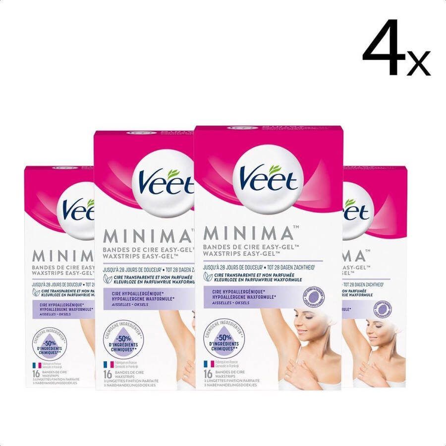 Veet Ontharingsstrips Oksels Hypoallergene Minima 16 stuks x4