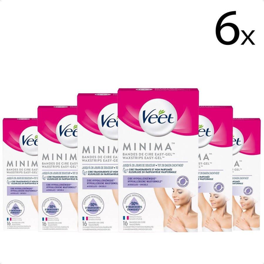 Veet Ontharingsstrips Oksels Hypoallergene Minima 16 stuks x6