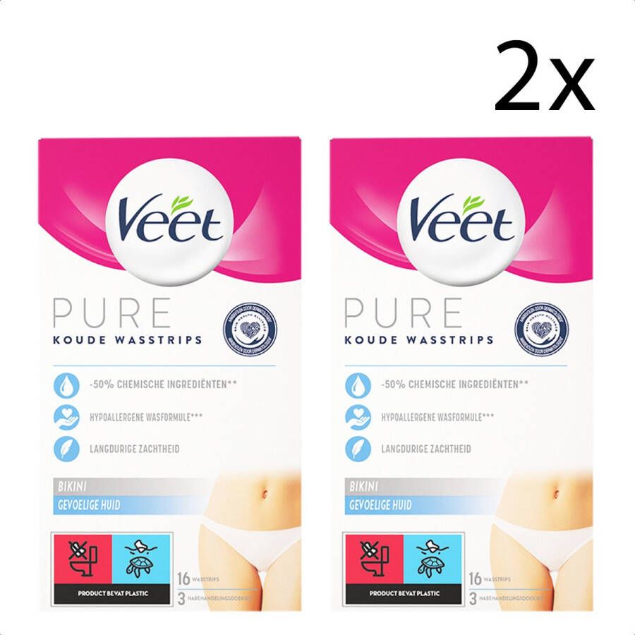 Veet Pure Ontharingsstrips Bikinilijn Gevoelige huid 16 stuks x2