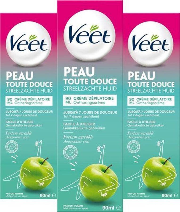 Veet Streelzachte Huid Ontharingscreme 3 x 90ml Voordeelverpakking