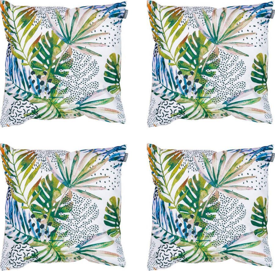 Veeva Outdoor Sierkussen met Vulling 45cm Natuurlijk Palmblad Set 4 Stuks Binnen Buiten