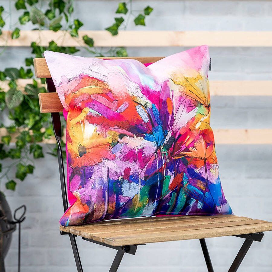 Veeva Outdoor Sierkussen met Vulling Set 2 Stuks 45cm Roze Olieverfschilderij Binnen Buiten