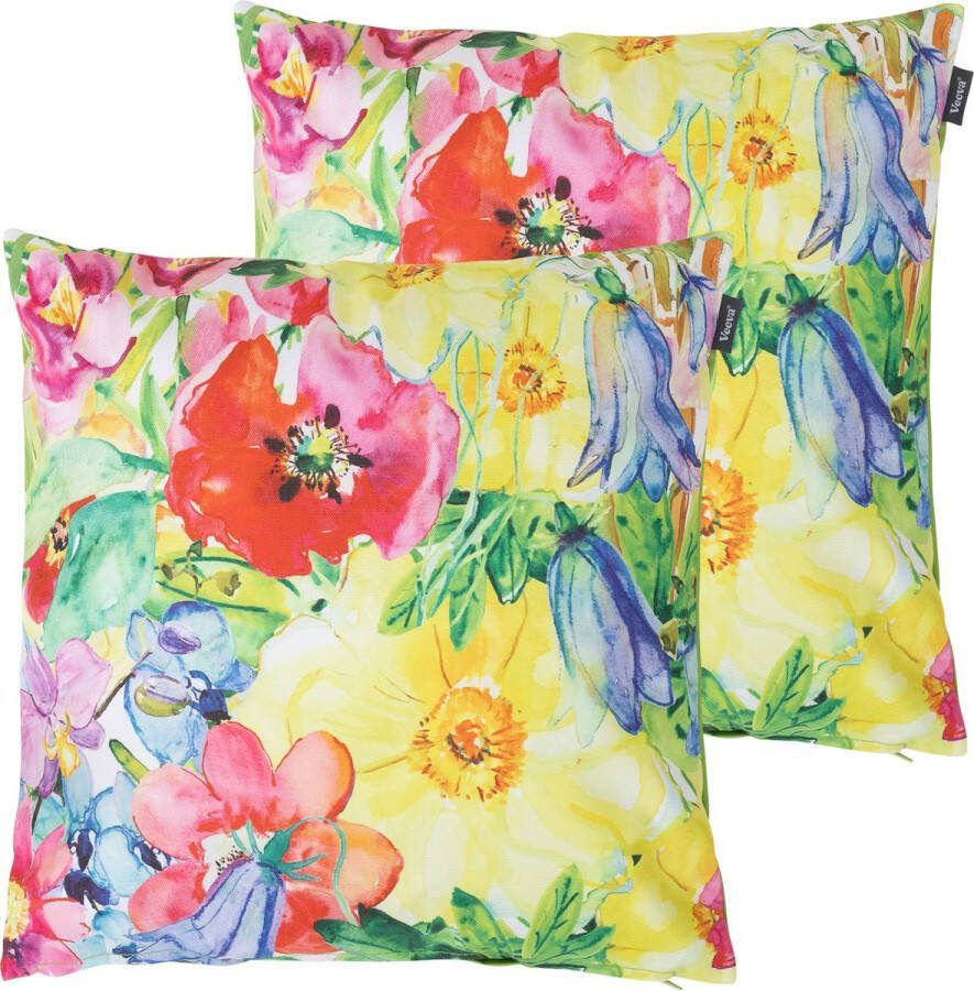 Veeva Outdoor Sierkussen met Vulling Set 2 Stuks 45cm Schilderachtig Bloemig Binnen Buiten