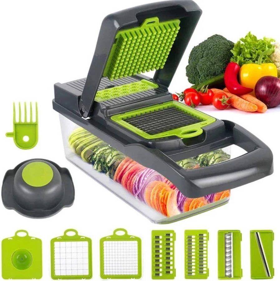 Veggieslicer Mandoline Multifunctionele Groentesnijder Uiensnijder Frietsnijder Groentensnijder Anti-slip sticker Spiraalsnijder Rasp Keukensnijder Gratis schilmesje