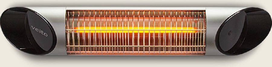 Veito Blade Mini Zilver Elektrische Carbon Infrarood Kachel Terrasverwarming Elektrisch 4 warmtestanden regelbaar incl. afstandbediening 1200W IP44