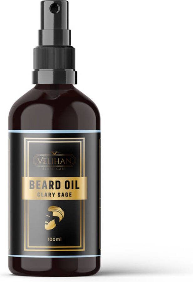 Velihanbeardcare Velihan Beardcare Baardolie Clary Sage (Scharlei plant) 100ml Baardolie voor baardgroei Baard olie Baard verzorging mannen Baardolie korte Baard Baardolie gevoelige huid