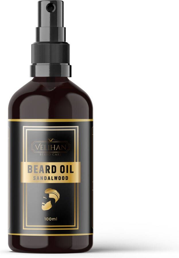 Velihanbeardcare Velihan Beardcare Baardolie Sandalwood (Sandelhout) 100ml Baardparfum Baardverzorging Baardolie voor korte & lange Baard Stimuleert de Baardgroei Baardolie voor baardgroei