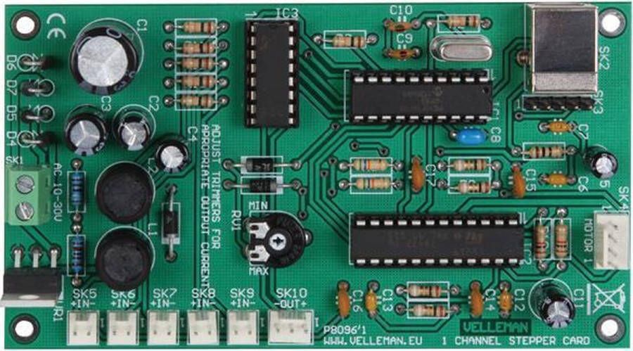 Velleman 1-KANAALS STAPPENMOTORKAART MET USB-INTERFACE