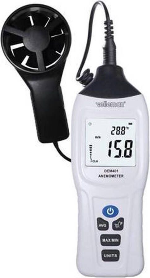 Velleman Digitale thermometer anemometer windsnelheid temperatuur lcd-scherm automatische of getimede uitschakeling