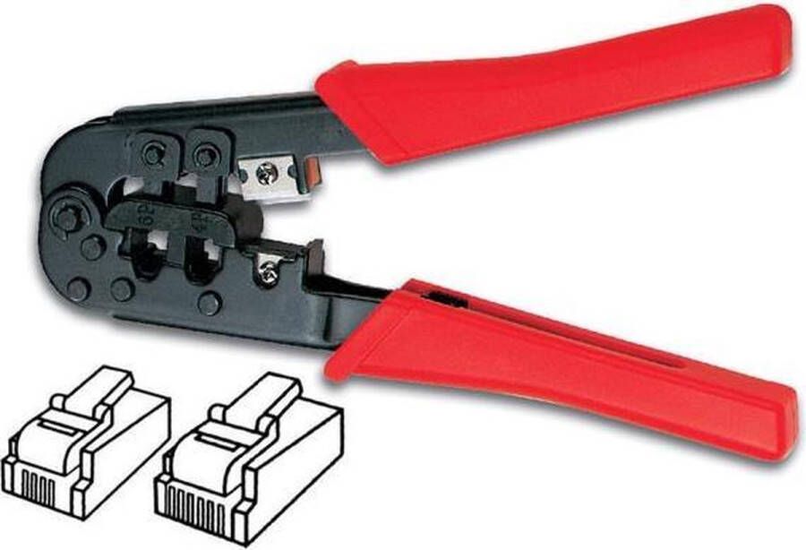 Velleman Krimptang Voor Modulaire Connectoren 4p2c 4p4c (Rj10) 6p2c 6p4c (Rj11) 6p6c (Rj12)