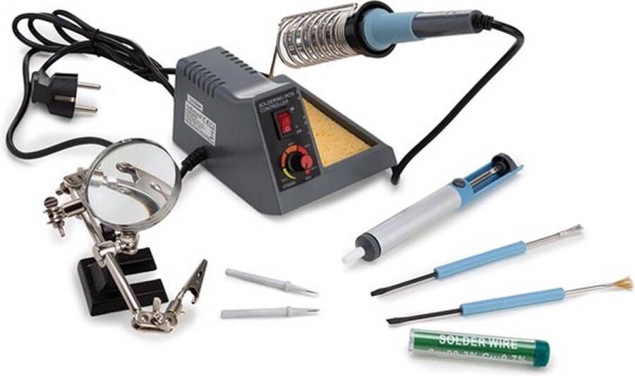 Velleman Soldeerstation Met Instelbare Temperatuur 40-48 W 150-480 °c Met Derde Hand Blauw
