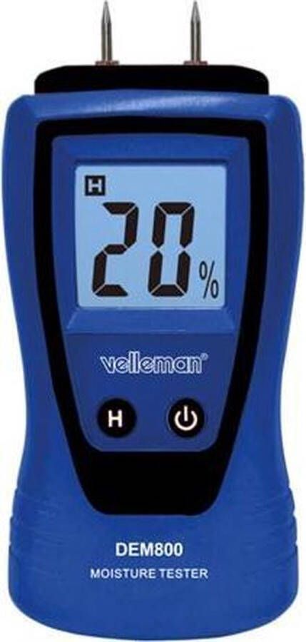 Velleman Vochtmeter voor timmerhout papier beton pleister met LCD-display en dataholdfunctie