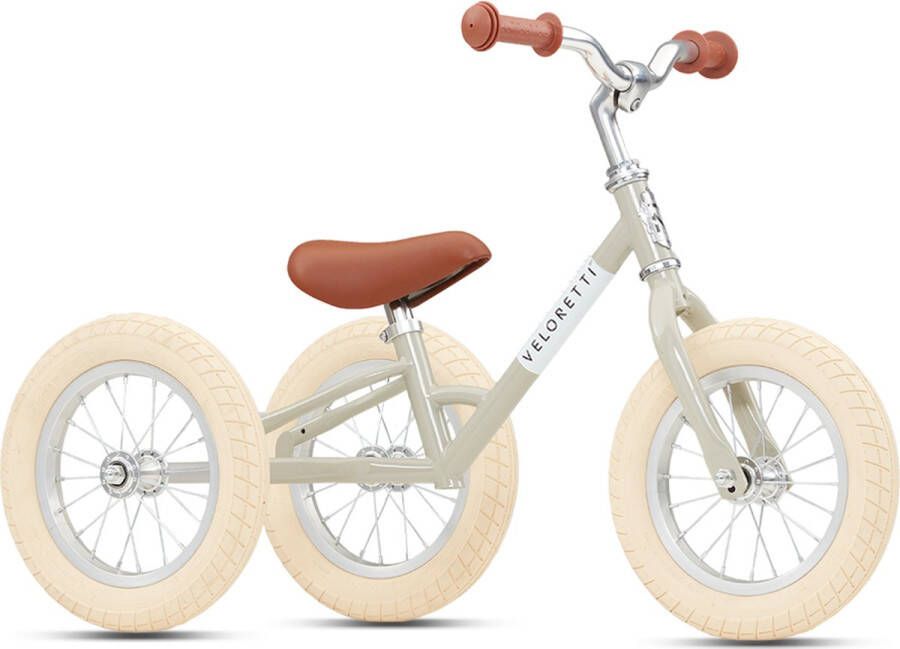 Veloretti Tricycle loopfiets Driewieler 12 inch Grijs Beige 1.5-4 jaar