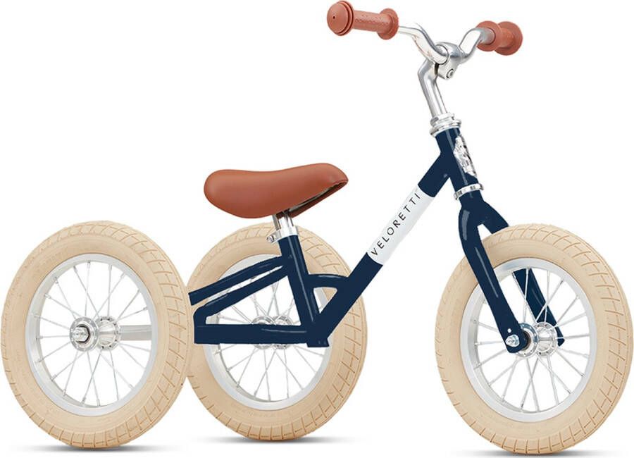 Veloretti Tricycle loopfiets Driewieler 12 inch Donkerblauw 1.5-4 jaar