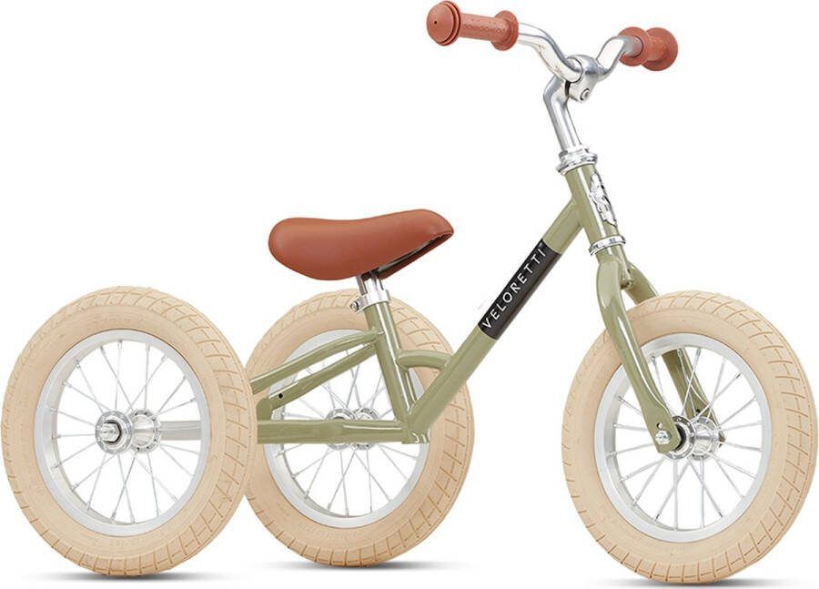 Veloretti Driewieler 2 in 1 Loopfiets met zijwieltjes 1.5 t m 4 jaar 12 inch Groen