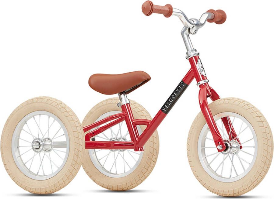 Veloretti Tricycle loopfiets Driewieler 12 inch Rood 1.5-4 jaar