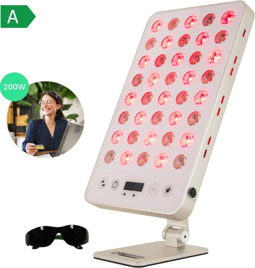 Velott Infraroodlamp 200W Timer Infraroodtherapie Lichttherapie Rood licht Pijnverlichting Warmtelamp Verstelbaar Collageen lichttherapie Moederdag