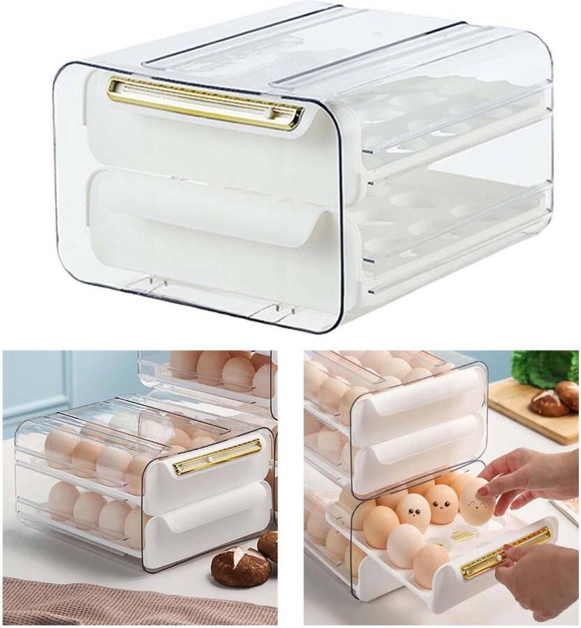 Velox Goods Eierhouder voor koelkast Loelkast eiertrays Eieropslagcontainer koelkast Eierorganizer Eiervers Opbergdoos Eier Verse Doos Opslag Container voor koelkast