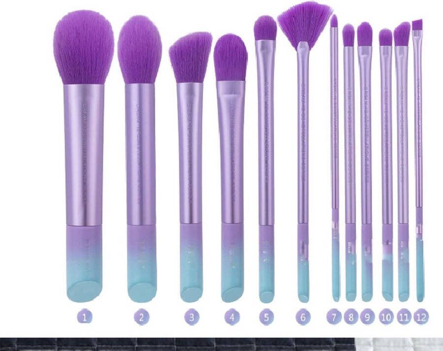 Velox Make-up Borstel Set van 12 Make-up Set Professionele Make-up Set Make-up Kwasten Oogschaduw Kwasten Paars